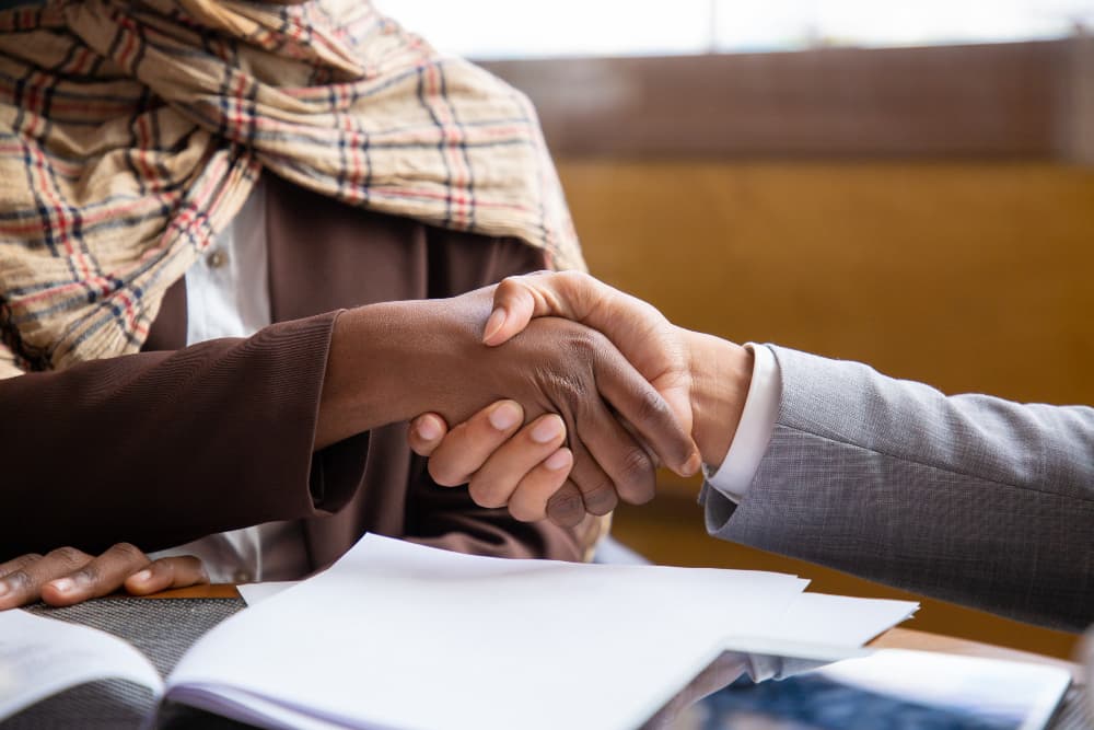 Two people shaking hands